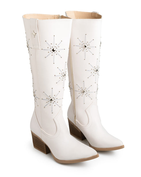 Bota Vaquera Latte Estrellas Estoperoles 2081