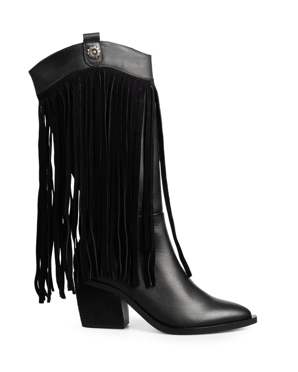 Bota Vaquera Negra Piel Barbas 313