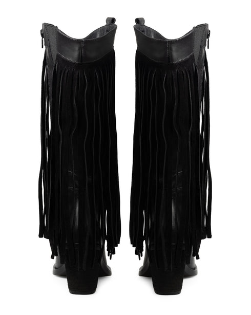 Bota Vaquera Negra Piel Barbas 313