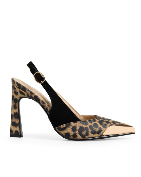 Zaptilla Leopardo Slingback Puta Oro 518