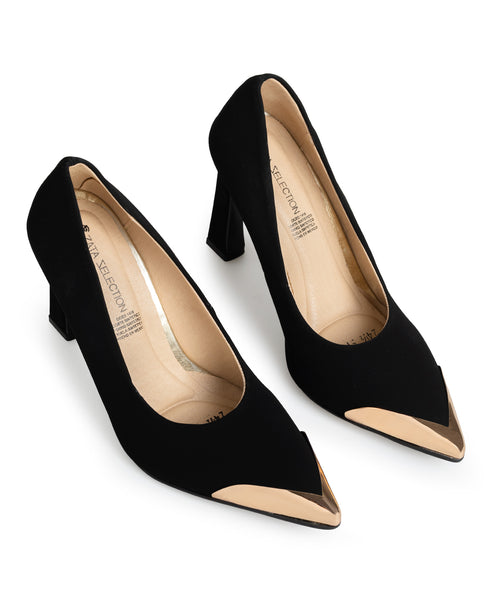 Zapatilla Negra Punta Oro 519