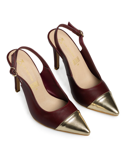 Zapatilla Vino Slingback Punta Oro 595