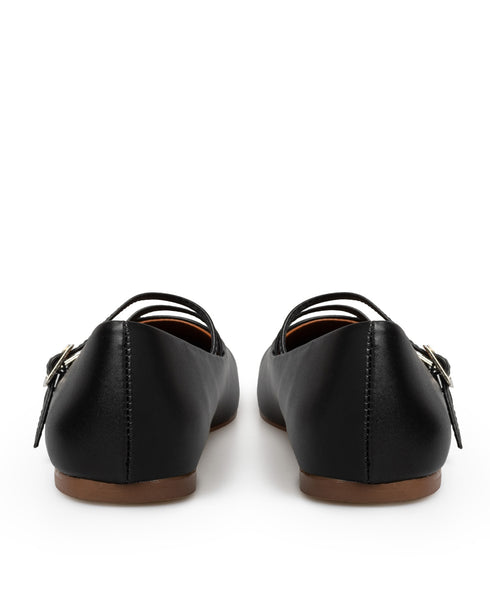 Balerina Flat Negra Doble Correa 710