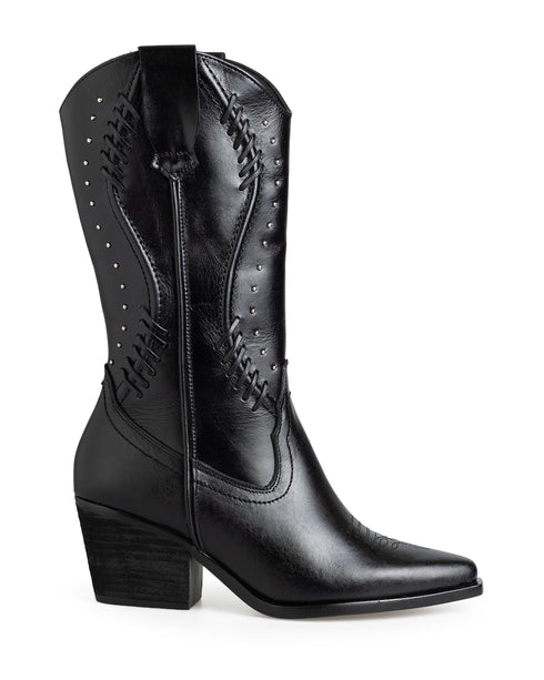 Bota Vaquera Negra Estoperoles 825