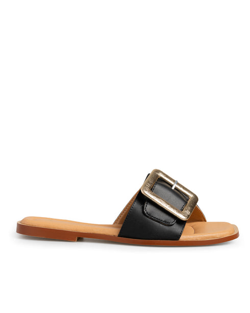 Sandalia Plana Negra Mule 879