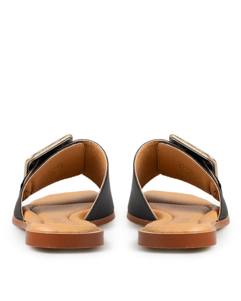 Sandalia Plana Negra Mule 879