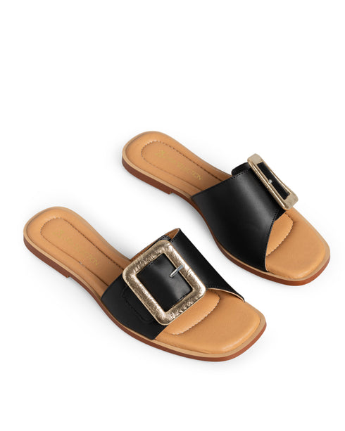 Sandalia Plana Negra Mule 879