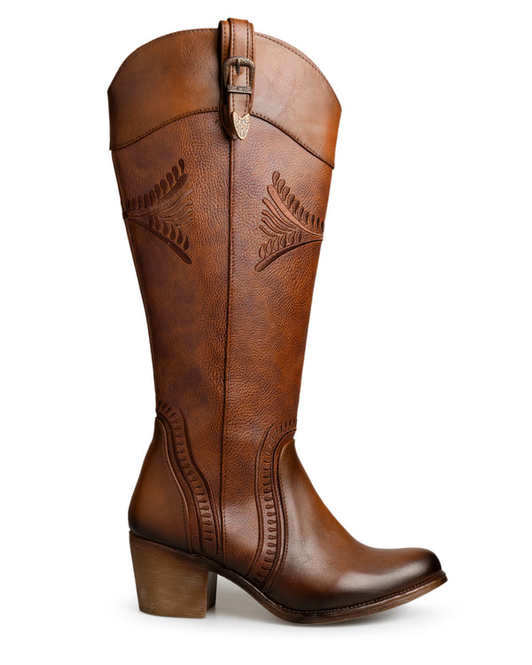 Bota Vaquera Miel Grabada 892