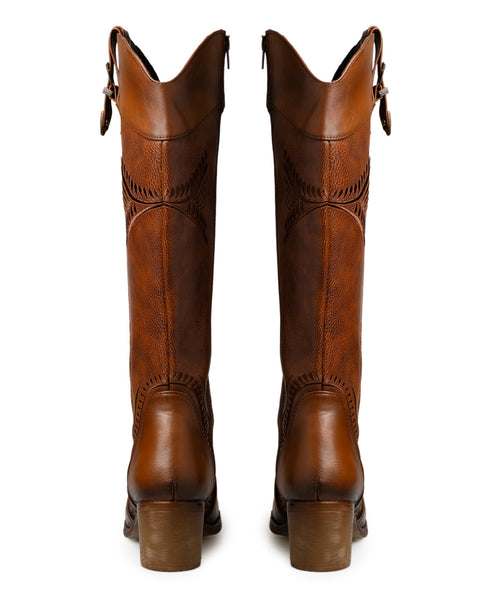 Bota Vaquera Miel Grabada 892