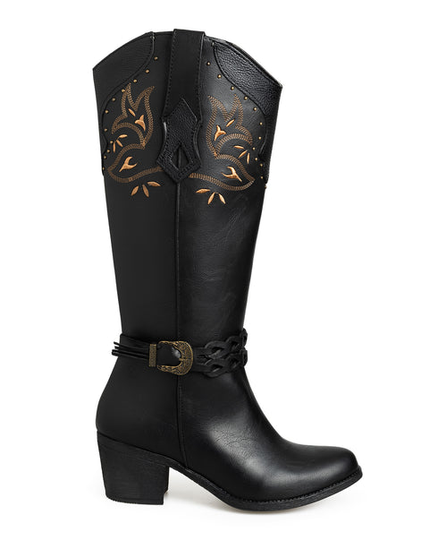 Bota Vaquera Negra Hebilla 894