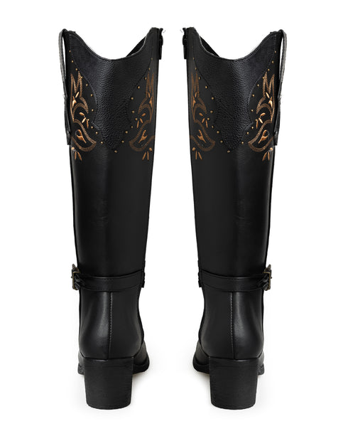 Bota Vaquera Negra Hebilla 894