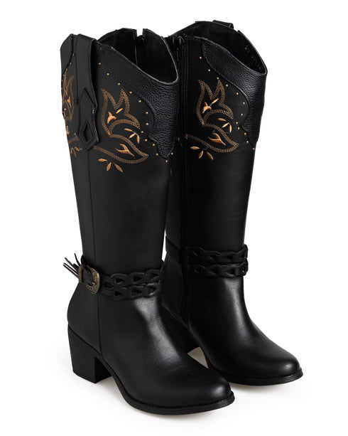 Bota Vaquera Negra Hebilla 894