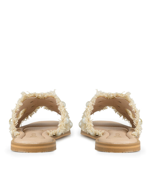 Sandalia Beige Mule Perlas 896