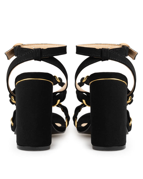 Sandalia Negra Tiras Trenzadas 979