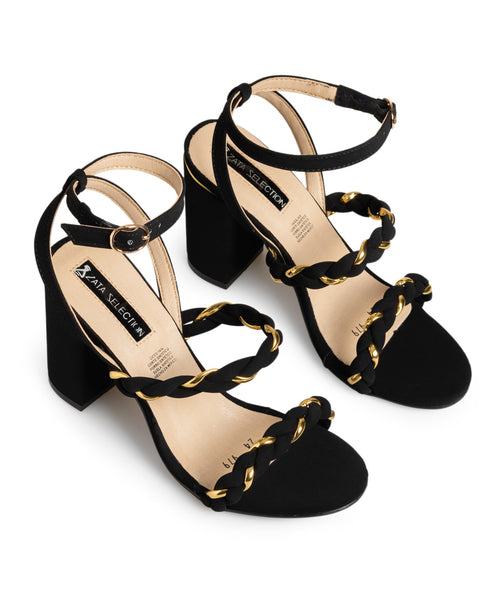 Sandalia Negra Tiras Trenzadas 979