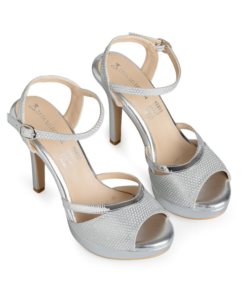 Sandalia Plataforma Plata Brillos 1082