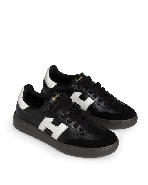 Tenis Negro Básico Franjas Blancas 1007