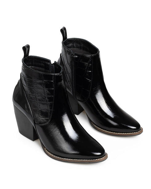 Botín Negro Vaquero Grabado 1125