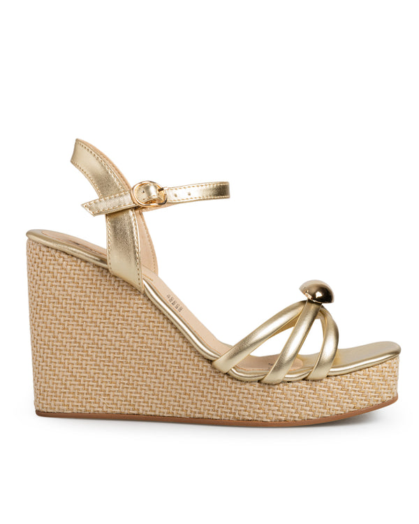 Sandalia Oro Tacón Cuña Alpargata 1250