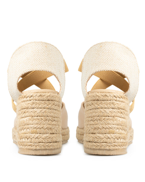 Alpargata Cuña Beige Tiras Cruzadas 1302