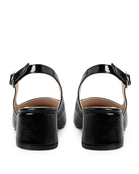 Zapatilla Negra Slingback Punta Víbora 1456