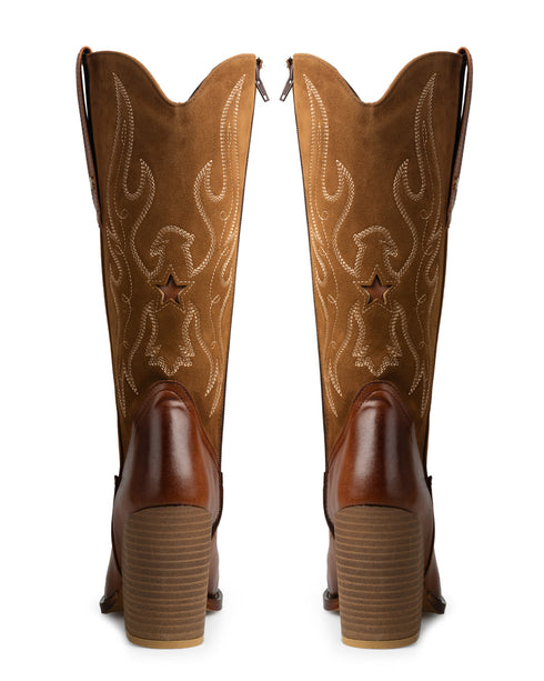 Bota Vaquera Western Miel Puntos Contraste 1647