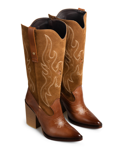 Bota Vaquera Western Miel Puntos Contraste 1647