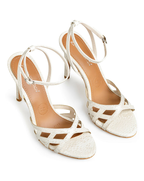 Sandalia Tacón Latte Tiras Cruzadas 1809