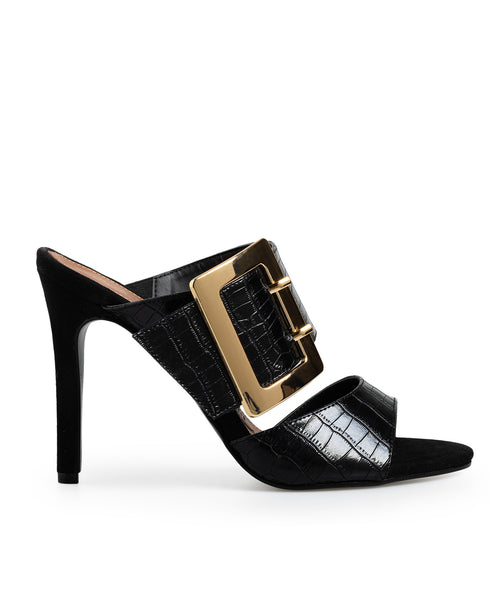 Sandalia Negra Croc Hebilla 1817