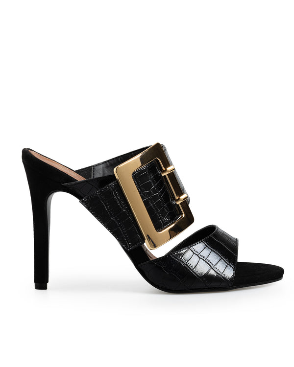 Sandalia Negra Croc Hebilla 1817