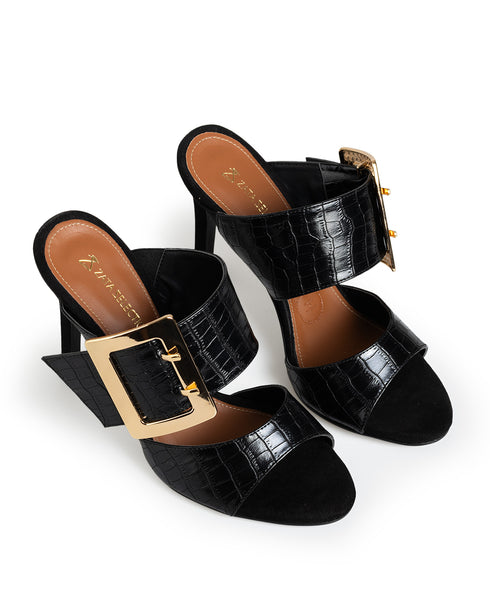 Sandalia Negra Croc Hebilla 1817