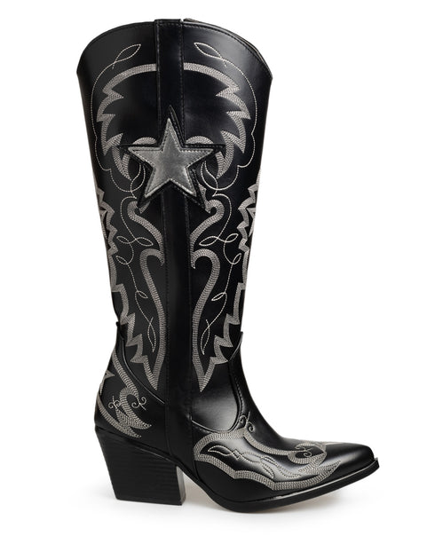 Bota Vaquera Negra Estrella 2080