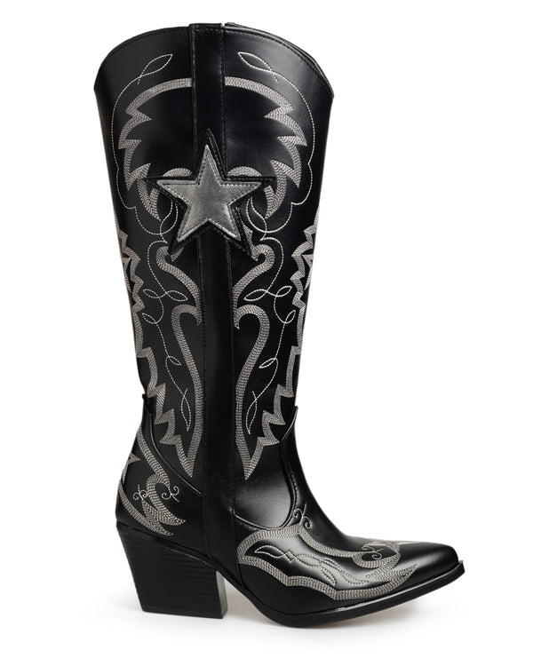 Bota Vaquera Negra Estrella 2080