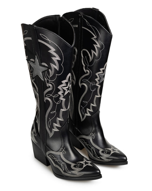 Bota Vaquera Negra Estrella 2080