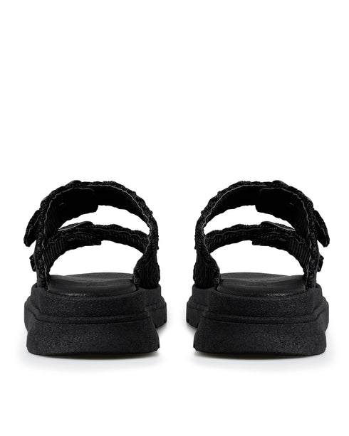 Sandalia Tejida Negra Doble Hebilla 2101