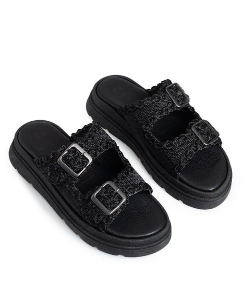 Sandalia Tejida Negra Doble Hebilla 2101