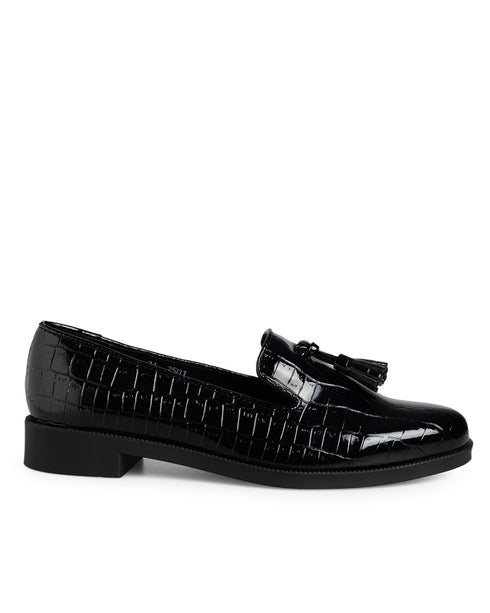 Mocasín Negro Croc Motitas 2501