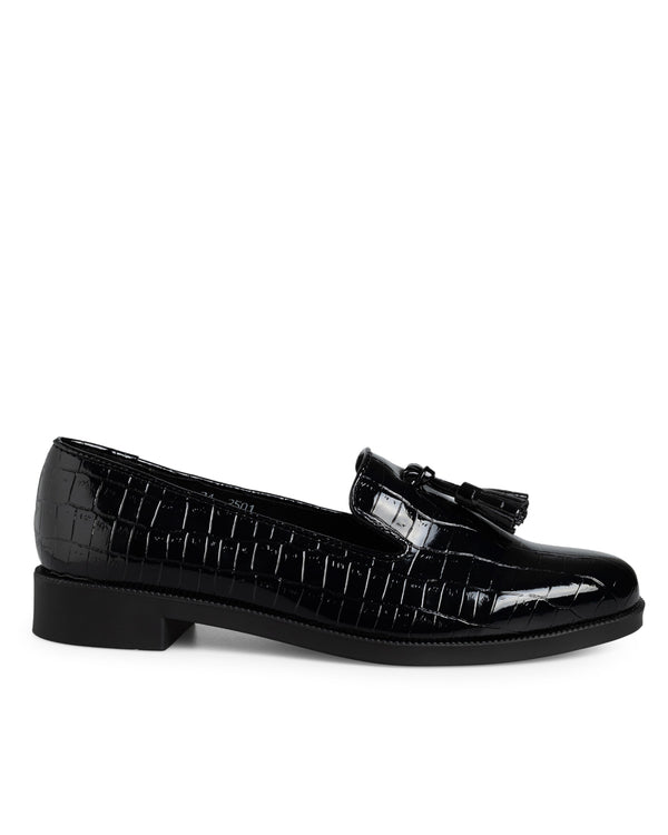 Mocasín Negro Croc Motitas 2501