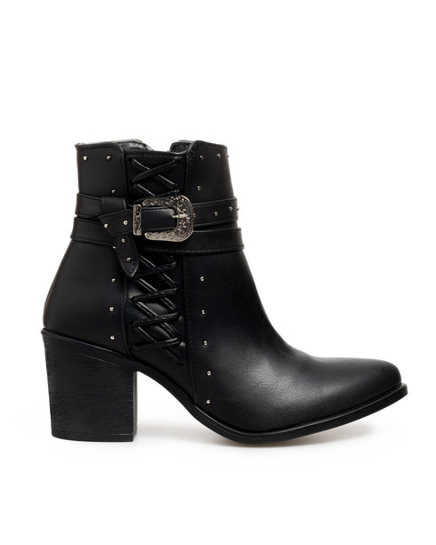 Botín Tipo Vaquero Negro Hebilla 3012