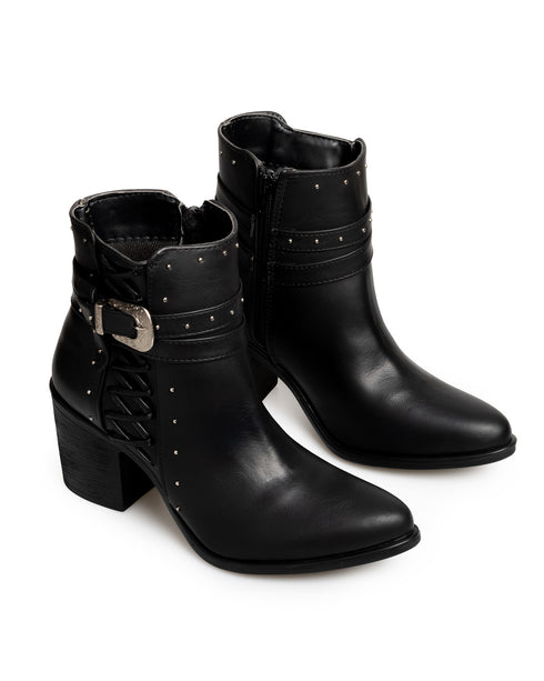 Botín Tipo Vaquero Negro Hebilla 3012