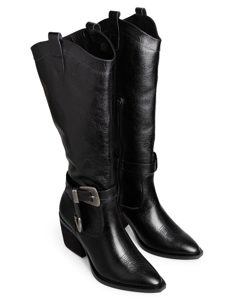 Bota Negra Con Hebilla 303P