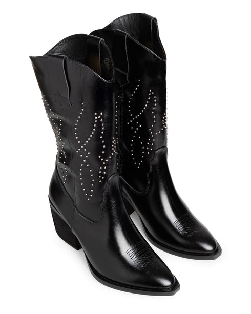 Bota Vaquera Negra Con Estoperoles 305P