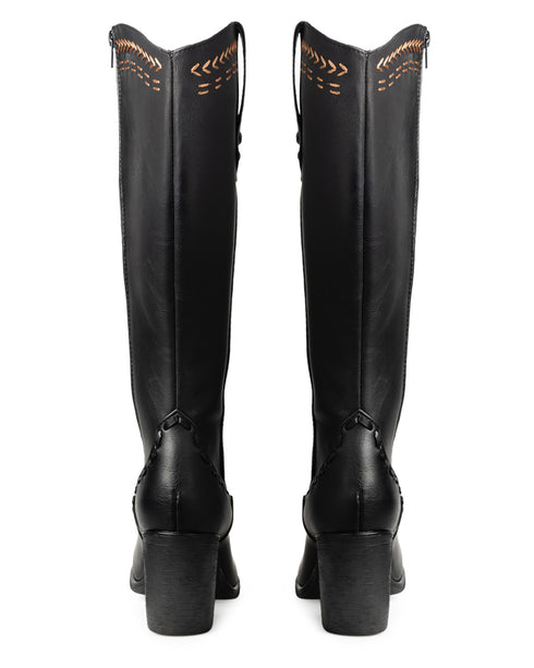 Bota Negra Tipo Vaquera Puntadas Contraste 3088