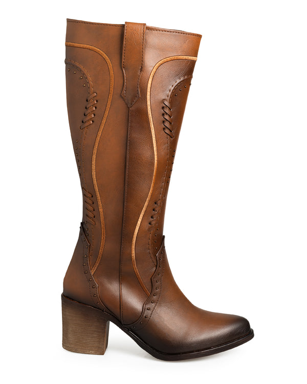 Bota Miel Tipo Vaquera Tira Contraste 3090