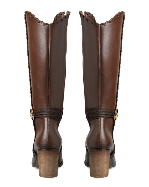 Bota Café Vaquera Hebilla De Tiras 3092