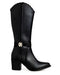 Bota Negra Vaquera Hebilla De Tiras 3092