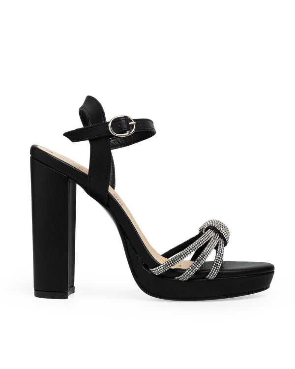 Sandalia Negra Tiras Glitter 3300