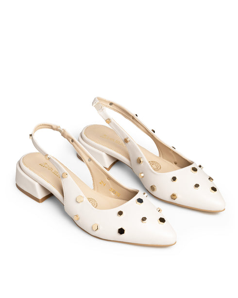 Zapatilla Latte Slingback Estoperoles 3525