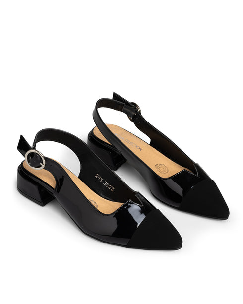 Zapatilla Negra Picuda Slingback 3527