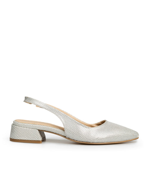 Zapatilla Plata Slingback Brillos 3559